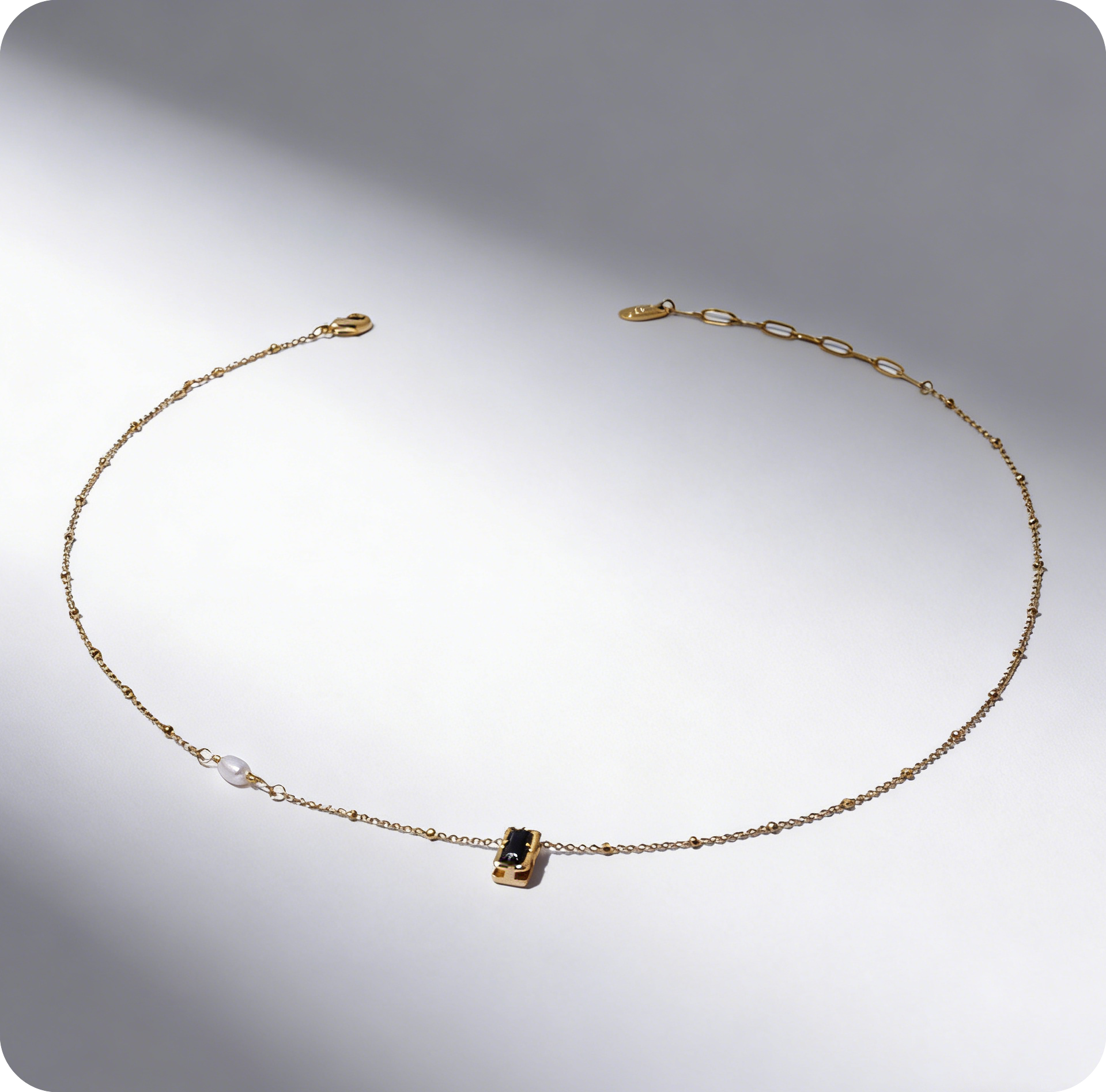 The Midnight & Moon | Asymmetric Pearl & Zirconia Necklace