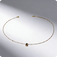 The Midnight & Moon | Asymmetric Pearl & Zirconia Necklace