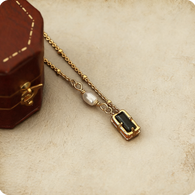 The Midnight & Moon | Asymmetric Pearl & Zirconia Necklace