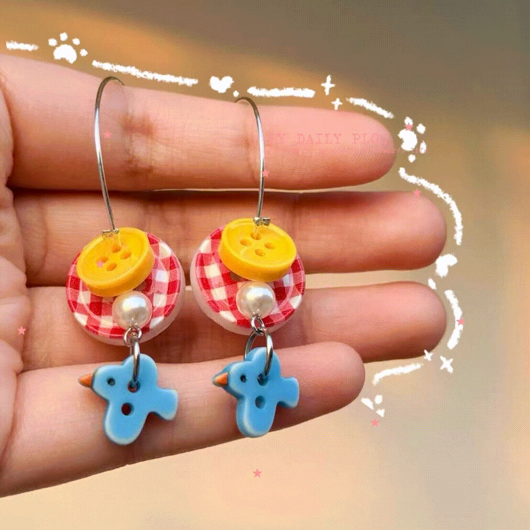 Blue Birdie Hoops