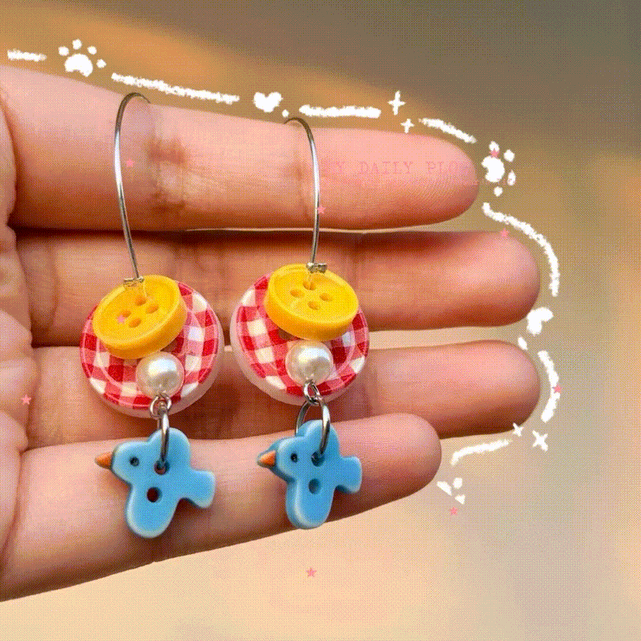 Blue Birdie Hoops
