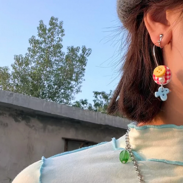 Blue Birdie Hoops