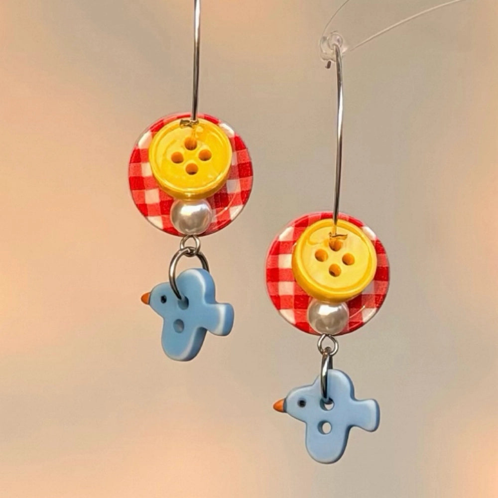 Blue Birdie Hoops