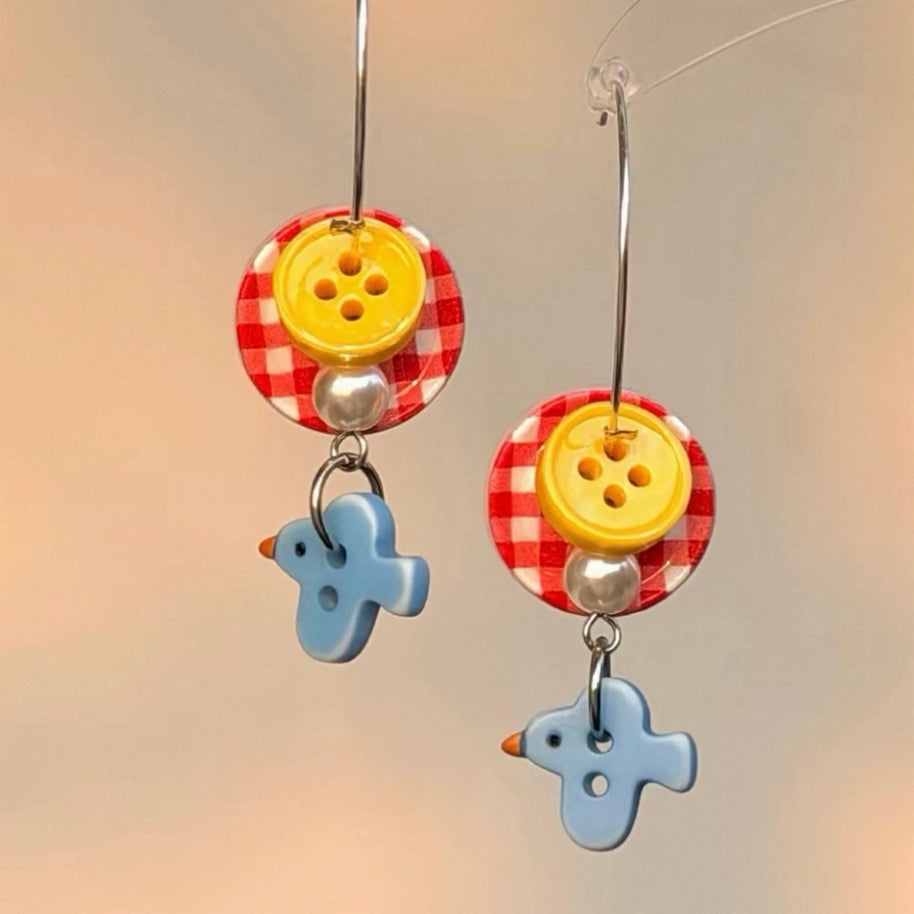 Blue Birdie Hoops
