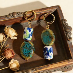 Cobalt & Moss Glazed Ceramic Drops
