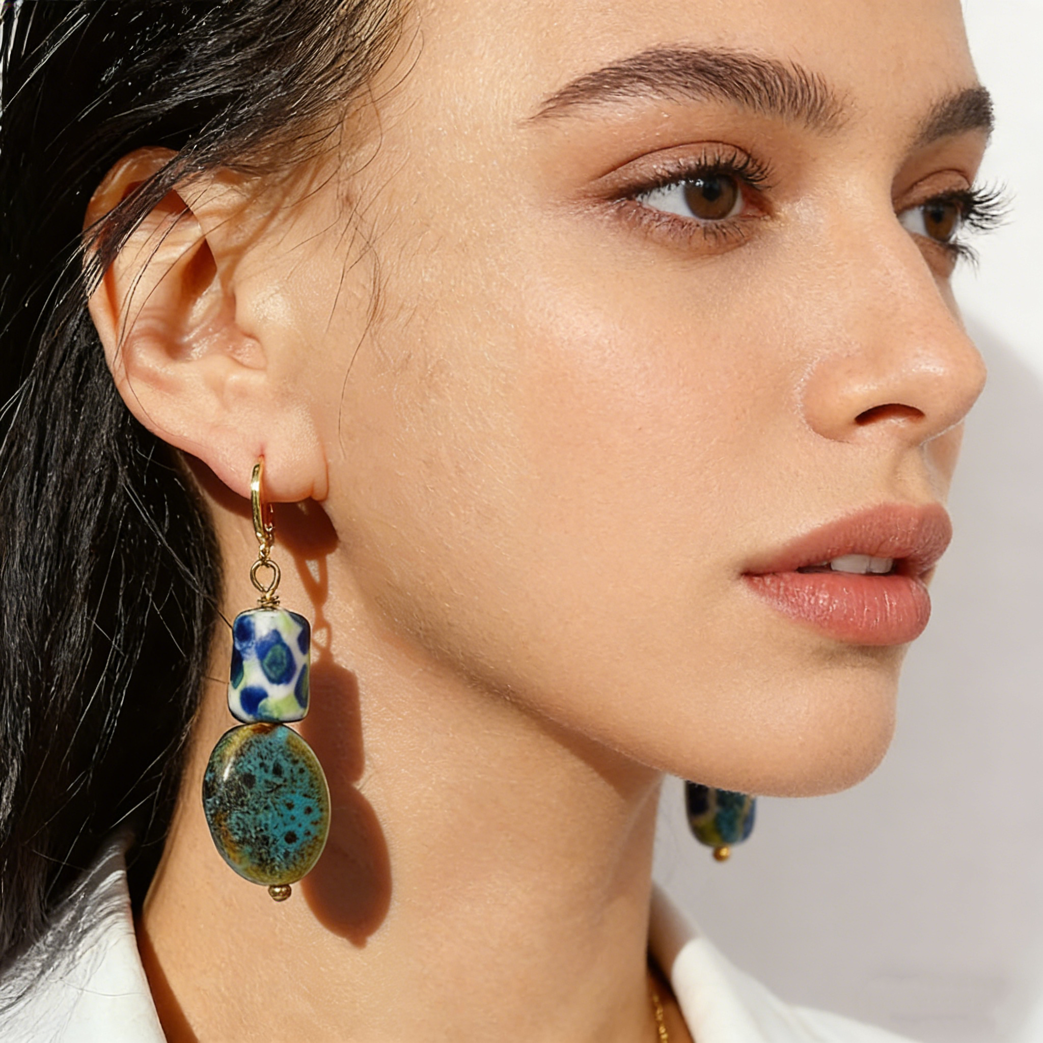 Cobalt & Moss Glazed Ceramic Drops