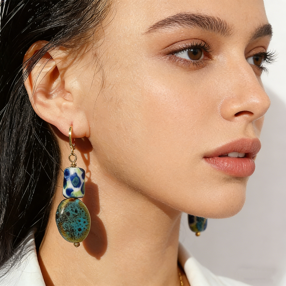 Cobalt & Moss Glazed Ceramic Drops