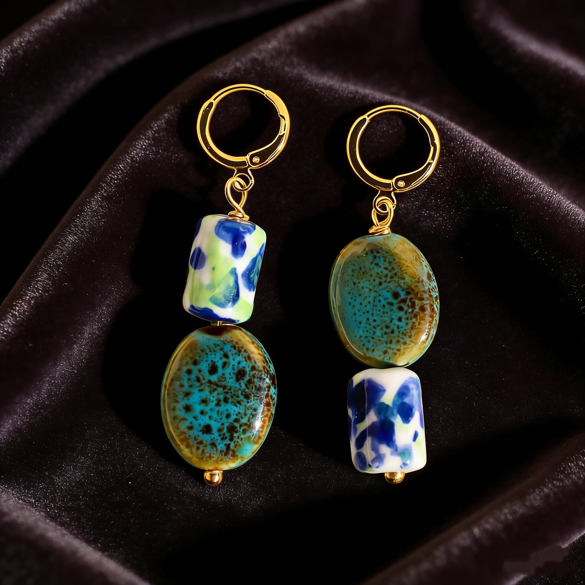 Cobalt & Moss Glazed Ceramic Drops