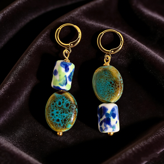 Cobalt & Moss Glazed Ceramic Drops
