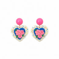 Hibiscus Heart Statement Earrings
