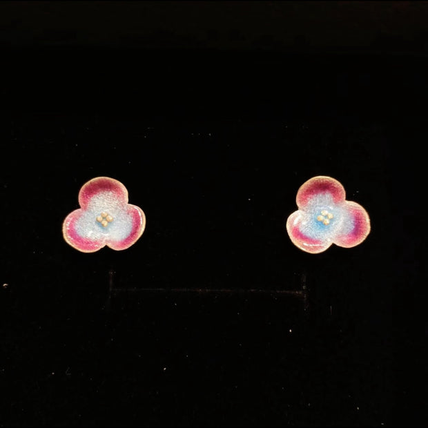 Handmade Enamel Flower Stud Earrings – Delicate Floral Design