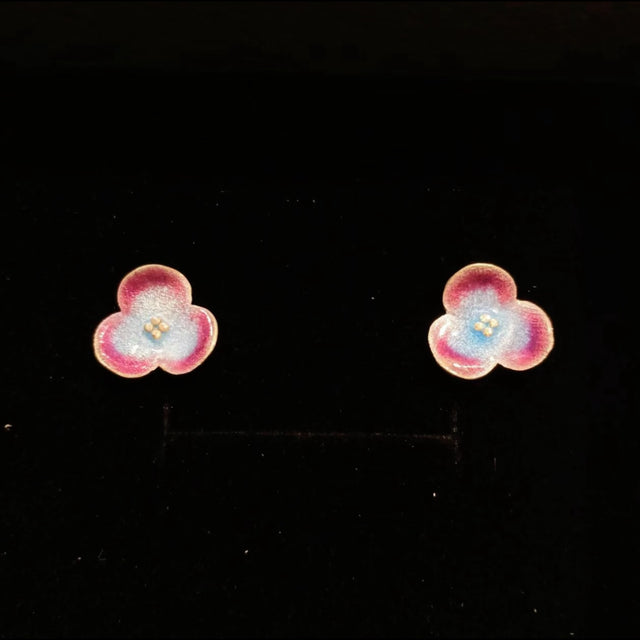 Handmade Enamel Flower Stud Earrings – Delicate Floral Design