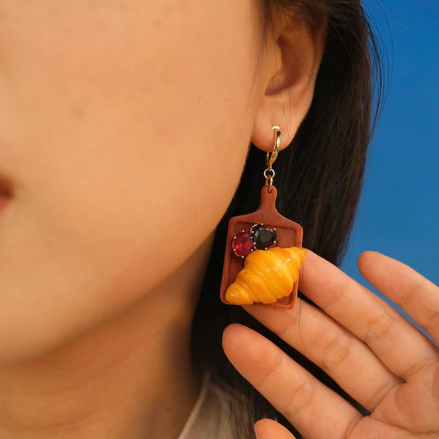 Bakery Croissant Board Statement Earrings