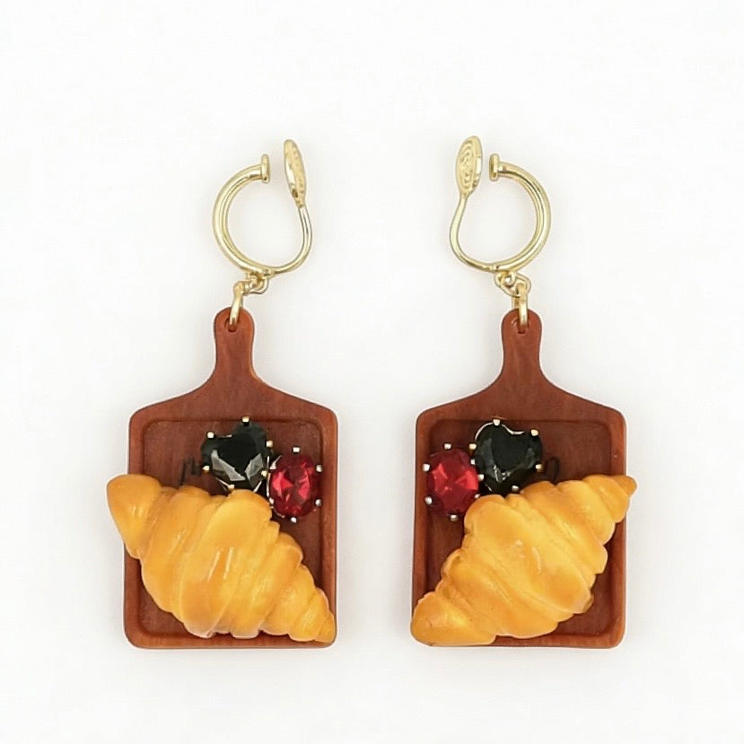 Bakery Croissant Board Statement Earrings