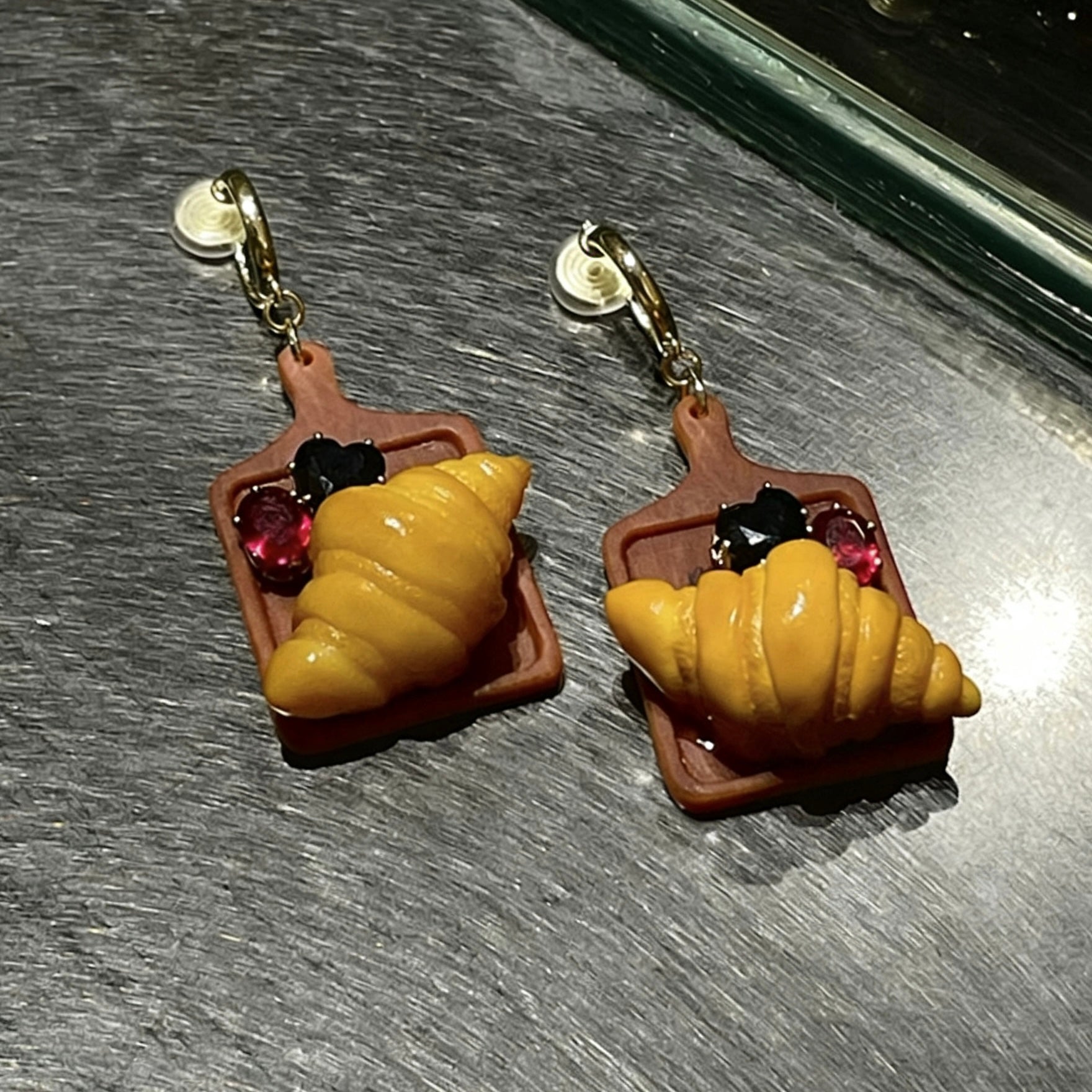 Bakery Croissant Board Statement Earrings