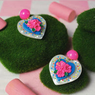 Hibiscus Heart Statement Earrings
