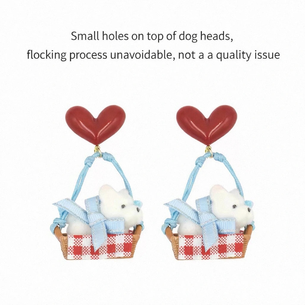 Picnic Puppy Basket Earrings