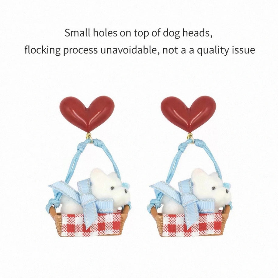 Picnic Puppy Basket Earrings