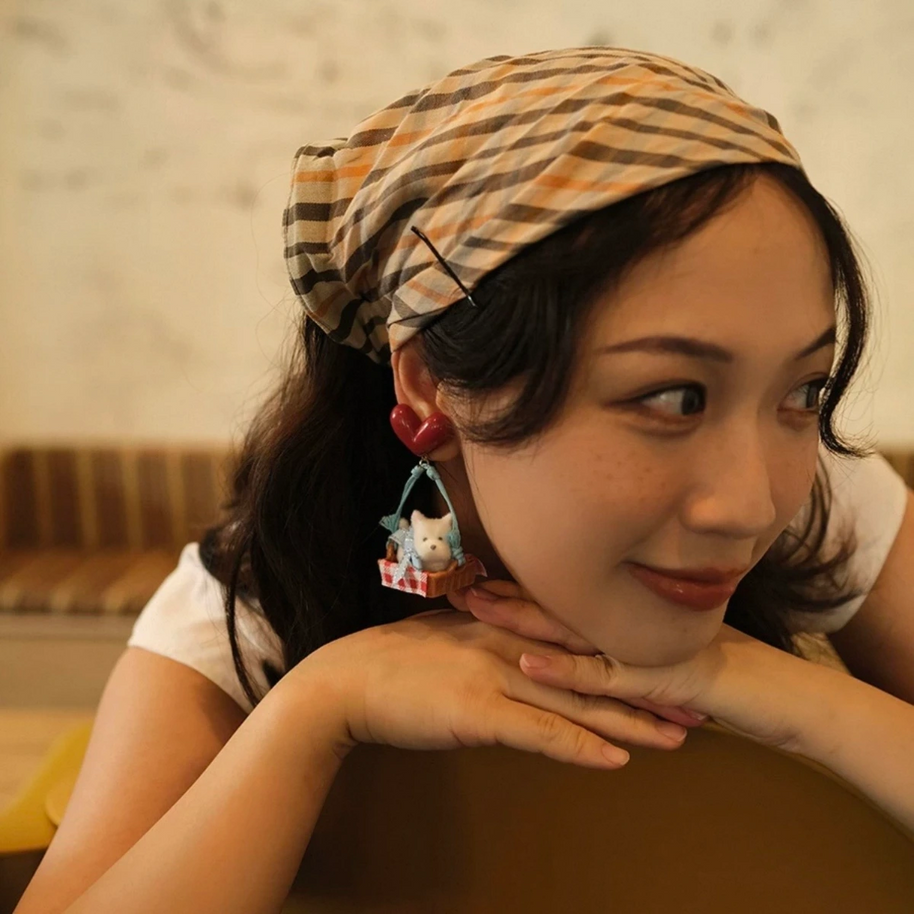Picnic Puppy Basket Earrings