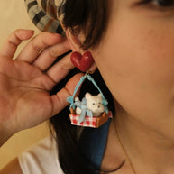 Picnic Puppy Basket Earrings