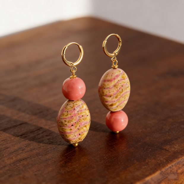 Rose Quartz Ripple & Glazed Ceramic Drops