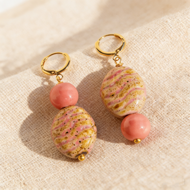 Rose Quartz Ripple & Glazed Ceramic Drops