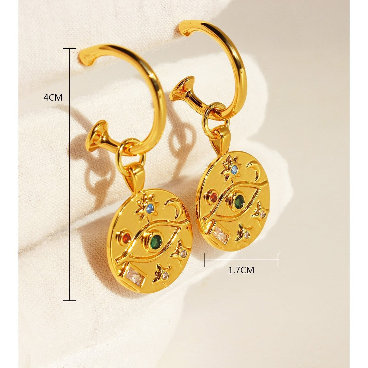 Tiger’s Eye Celestial Necklace & Sunburst Evil Eye Earrings