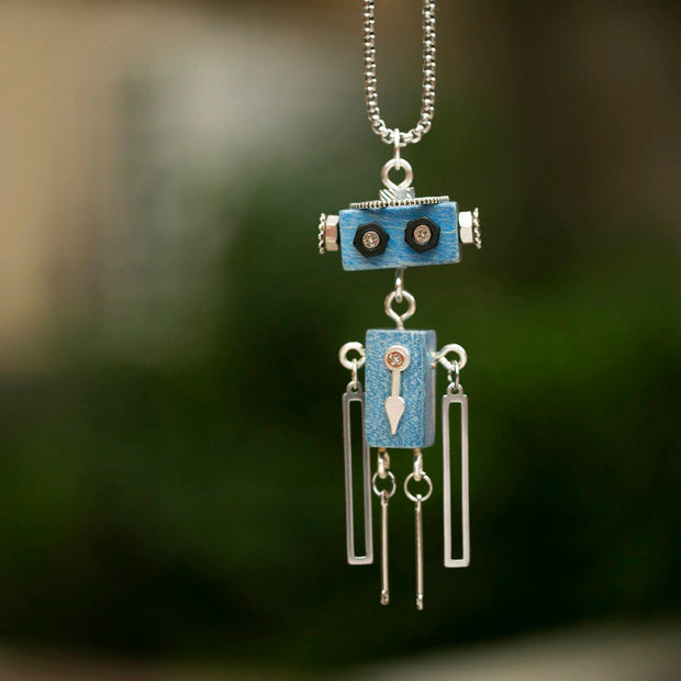 The Azure Scholar No. 02 | High-Logic Automaton Pendant