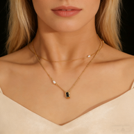 The Midnight & Moon | Asymmetric Pearl & Zirconia Necklace